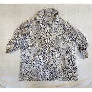 Chicos Zenergy Womens Windbreaker Jacket Animal Print Full Zip 2 Large